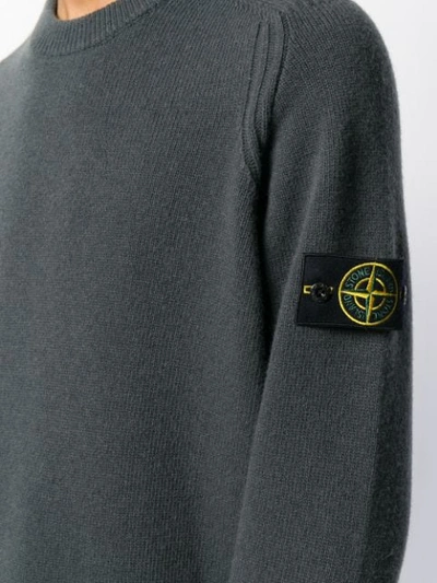 Shop Stone Island Logo Patch Knitted Sweater In Grey