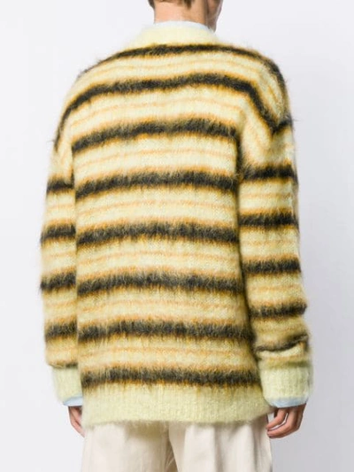 Shop Marni Striped Textured Cardigan In Sty06 Yellow