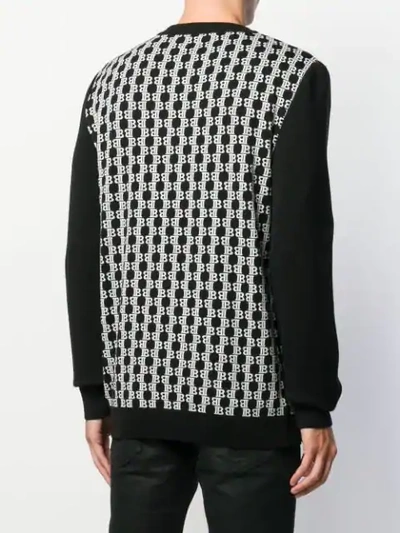 Shop Balmain Monogram Print Knitted Sweater In Black