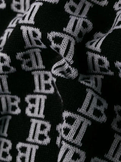 Shop Balmain Monogram Print Knitted Sweater In Black