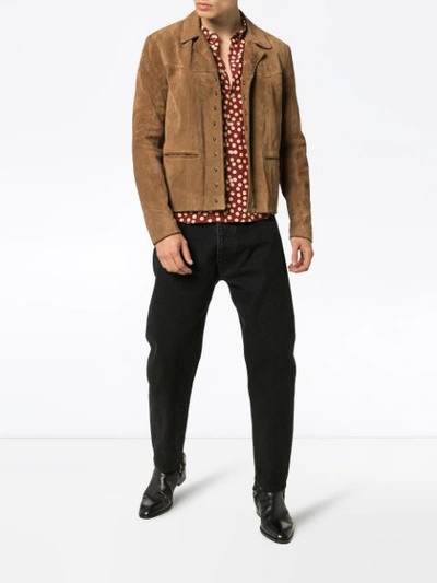 Shop Saint Laurent Spot Print Tailored Shirt In Red