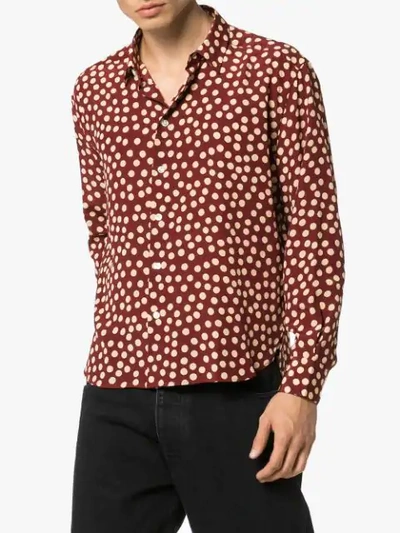 Shop Saint Laurent Spot Print Tailored Shirt In Red