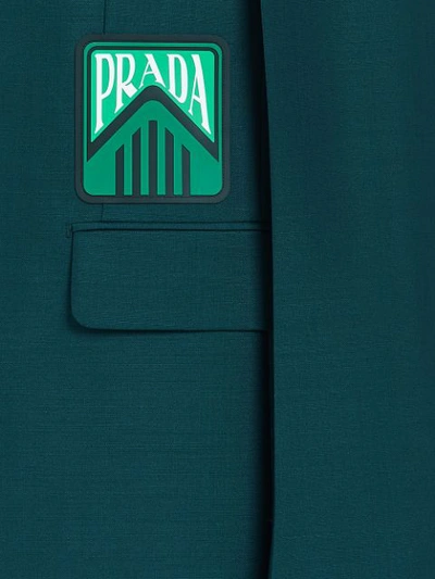 Shop Prada Logo Blazer In Green