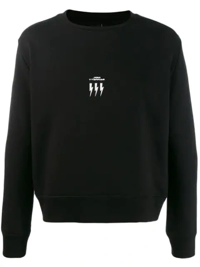 Shop Neil Barrett Crew Neck Logo Sweater In Black