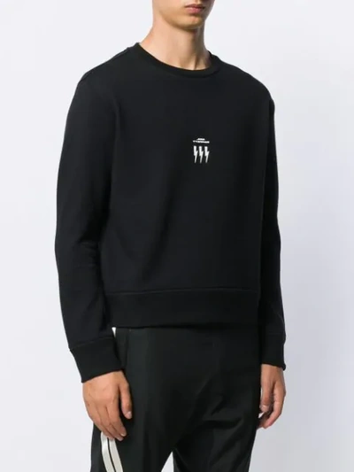 Shop Neil Barrett Crew Neck Logo Sweater In Black