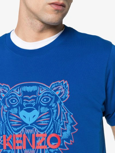 Shop Kenzo Cotton Tiger Short Sleeved T-shirt In Blue