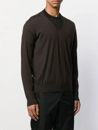Shop Prada Pullover Mit V-ausschnitt In Brown