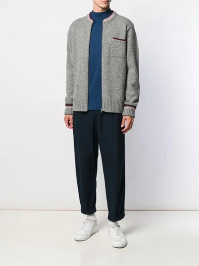 ANGLOZINE ZIPPED FITTED CARDIGAN - 灰色