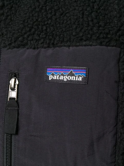 Shop Patagonia Short Fleece Bomber Jacket In Black