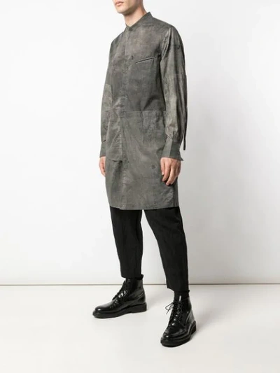 Shop Ziggy Chen Illustrated Tunic Shirt In Grey