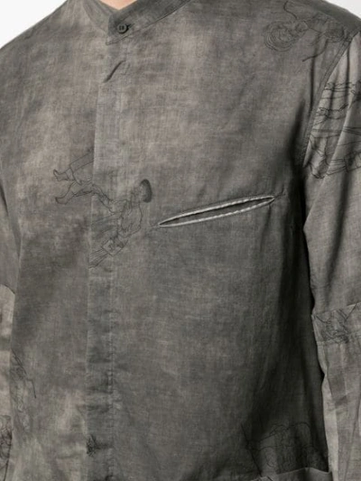 Shop Ziggy Chen Illustrated Tunic Shirt In Grey