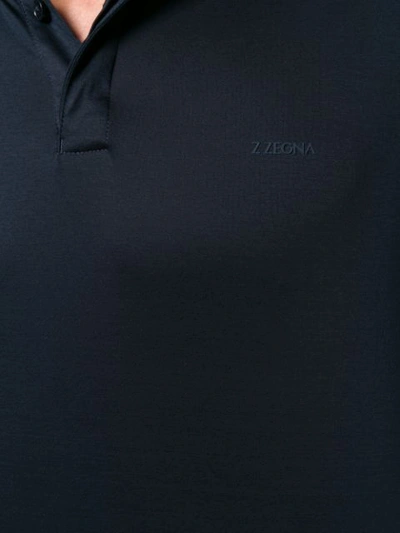 Shop Z Zegna Long Sleeved Polo Sweater In Blue