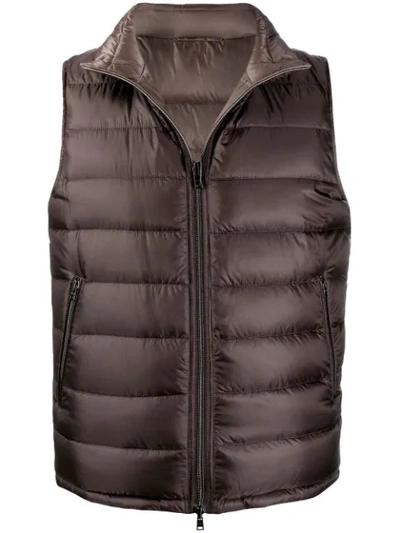 Shop Herno Puffer Gilet In Brown