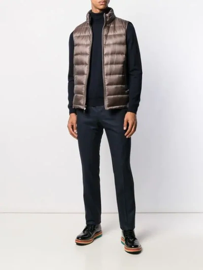 Shop Herno Puffer Gilet In Brown
