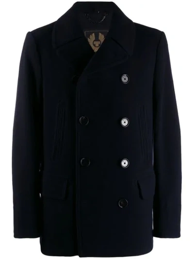 Shop Belstaff Double-breasted Coat In 80010 Dark Navy