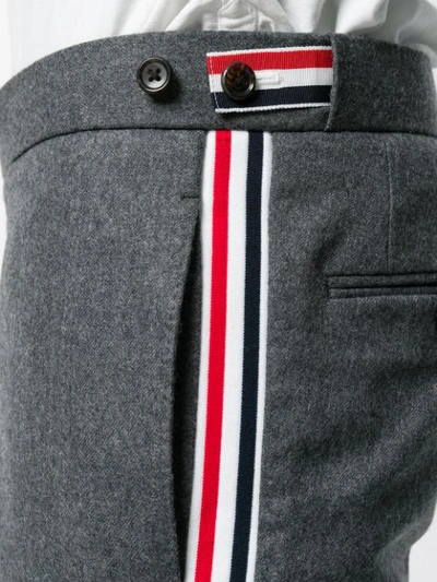 Shop Thom Browne Seamed Elastic Stripe Skinny Wool Shorts In Grey