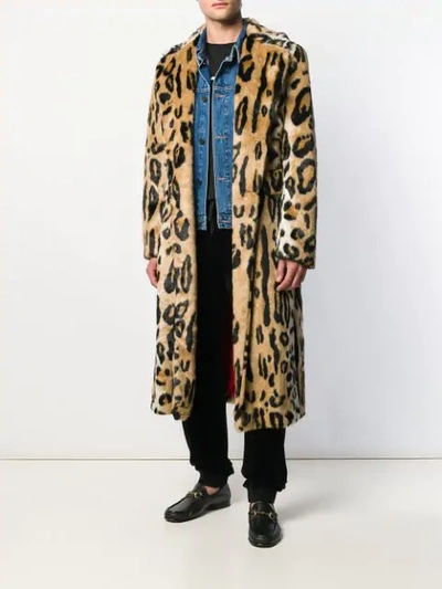 Shop Versace Leopard Print Coat In Neutrals