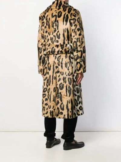 Shop Versace Leopard Print Coat In Neutrals