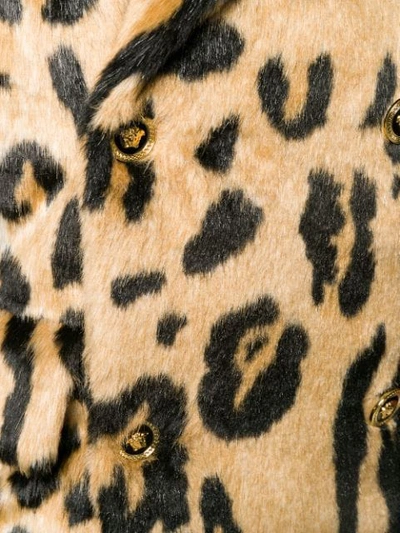 Shop Versace Leopard Print Coat In Neutrals