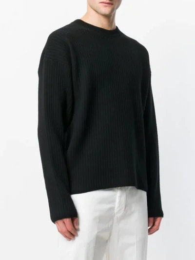 Shop Ami Alexandre Mattiussi Crew Neck Oversize Fit Double Face Rib Sweater In Black