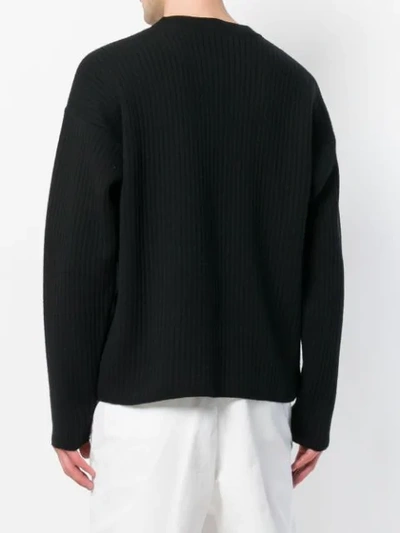 Shop Ami Alexandre Mattiussi Crew Neck Oversize Fit Double Face Rib Sweater In Black