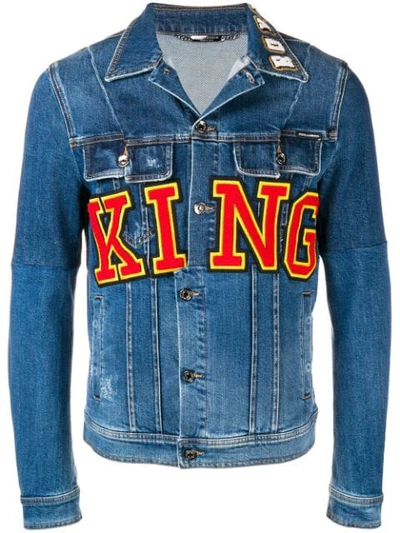 Shop Dolce & Gabbana King Print Jacket In Blue