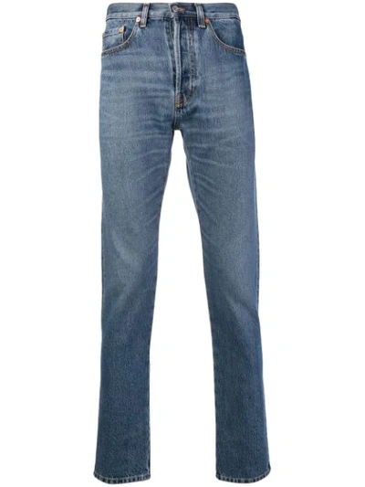Shop Valentino Washed Slim Fit Jeans In Blue