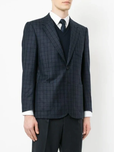 Shop Gieves & Hawkes Checked Blazer - Blue