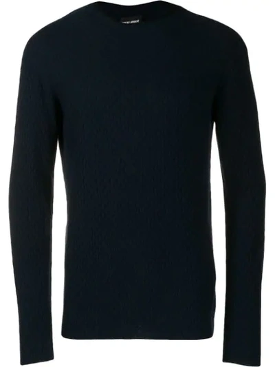 Shop Giorgio Armani Crew Neck Sweater In Blue