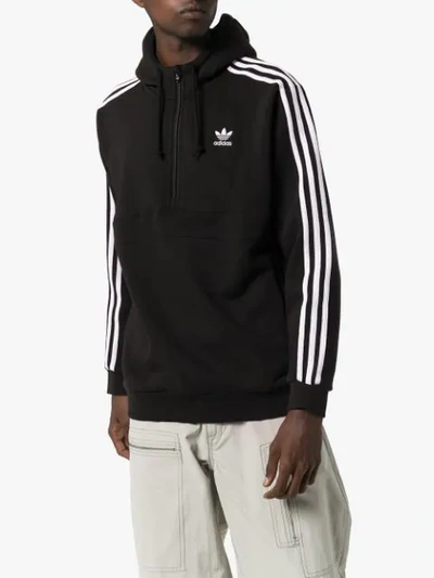 Shop Adidas Originals Kapuzenpullover Mit Logo-streifen In Black