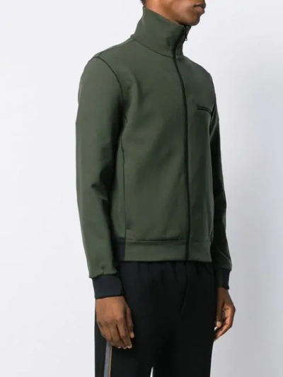 Shop Prada Roll Neck Zipped Sweater In Green