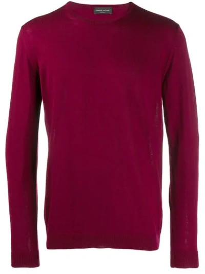 Shop Roberto Collina Knitted Roundneck Sweater In Red