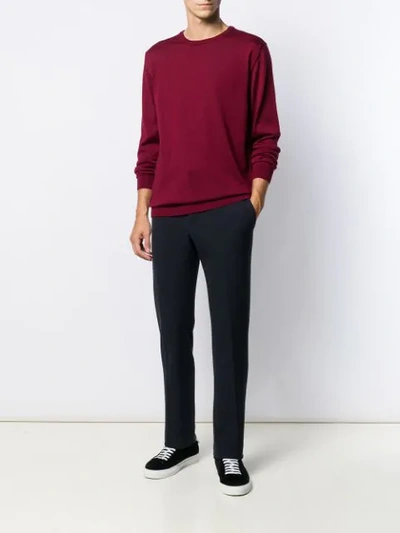 Shop Roberto Collina Knitted Roundneck Sweater In Red
