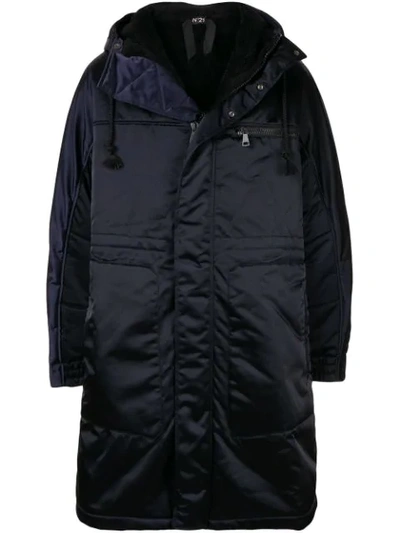 Shop N°21 Hooded Coat In Blue