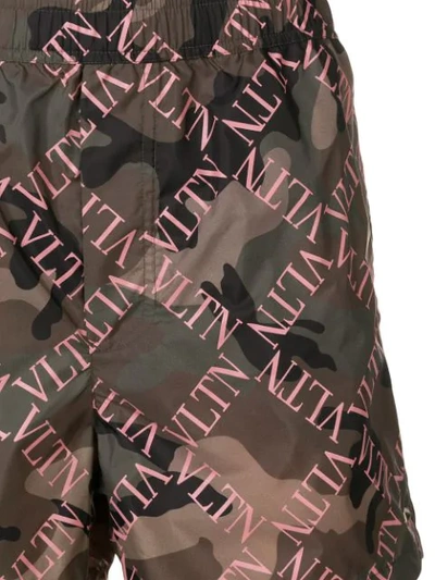 Shop Valentino Vltn Camouflage Swim Shorts In Green