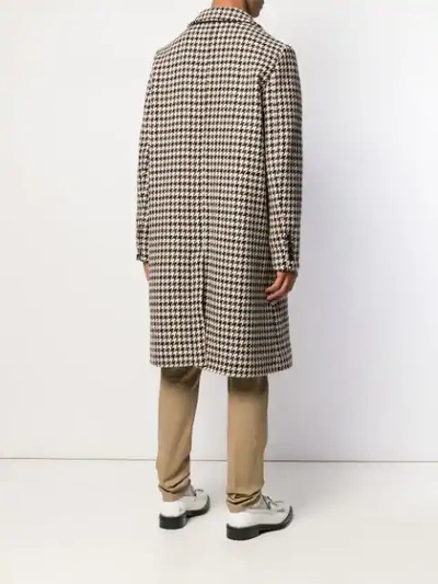 Shop Ami Alexandre Mattiussi Houndstooth Patterned Single-breasted Coat In Neutrals