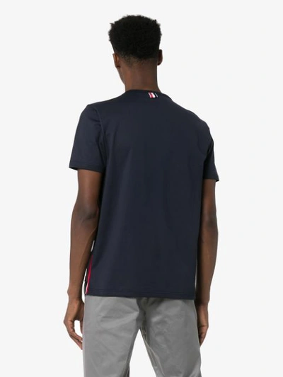 Shop Thom Browne Short Sleeve Chest Pocket Cotton T In Blue