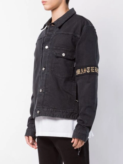 Shop Mastermind Japan Skull Print Denim Jacket In Black