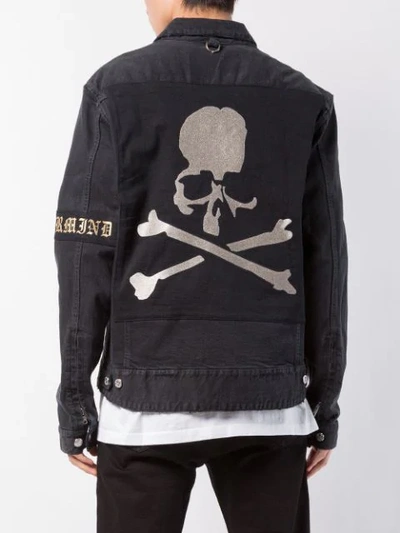Shop Mastermind Japan Skull Print Denim Jacket In Black