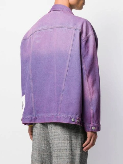 Shop Martine Rose Jeansjacke Mit Fransen In Purple