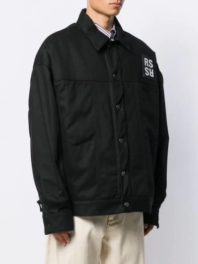 Shop Raf Simons Logo Patch Jacket In Black