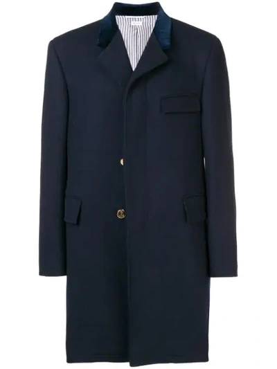 Shop Thom Browne Single Breasted Coat - Blue