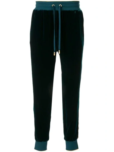 Shop Dolce & Gabbana Embroidered Crest Track Pants In Green