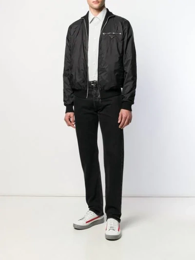 Shop Prada Reversible Knitted Bomber Jacket In Black
