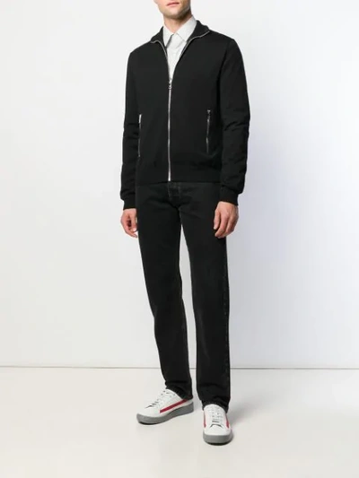 Shop Prada Reversible Knitted Bomber Jacket In Black