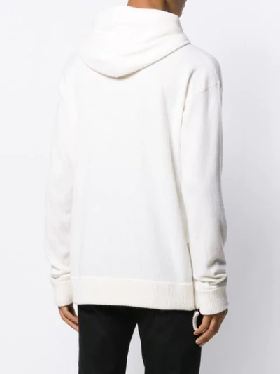 Shop Laneus Long Sleeve Knitted Hoodie In Neutrals