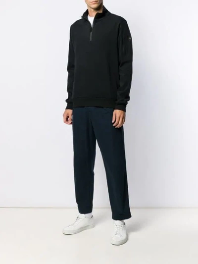 Shop Paul & Shark Half Zip Sweatshirt In Black