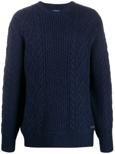 Shop Polo Ralph Lauren Cable-knit Jumper In Blue