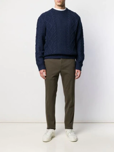 Shop Polo Ralph Lauren Cable-knit Jumper In Blue