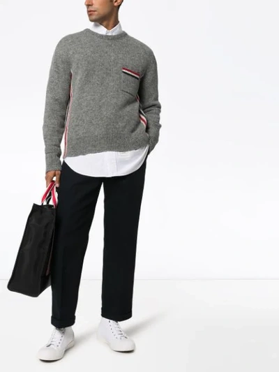 Shop Thom Browne Straight Leg Trousers In Navy